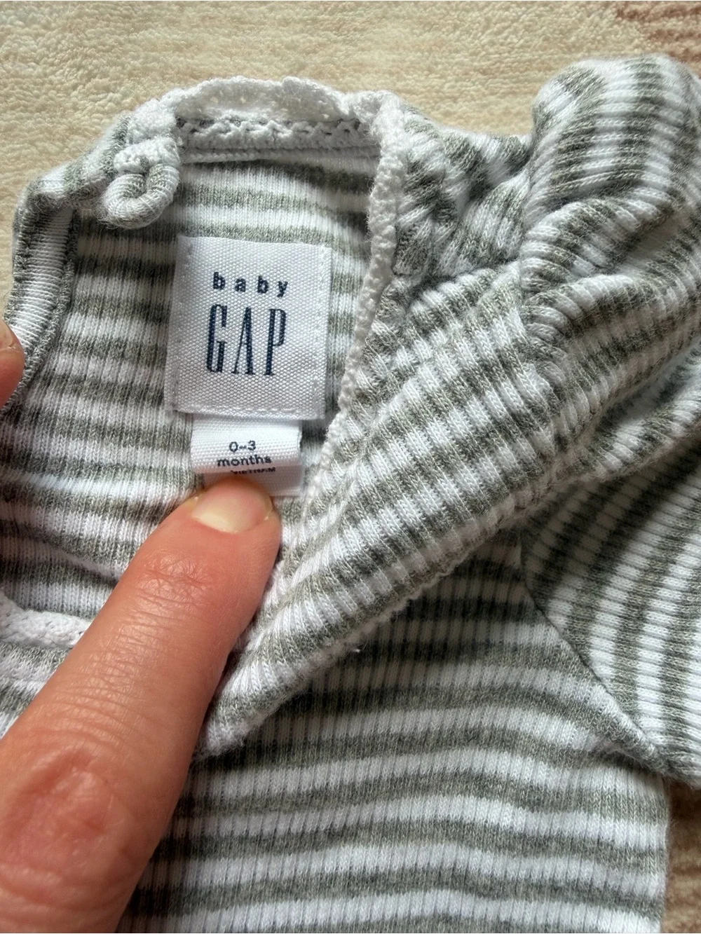 GAP Baby One-Piece Bodysuit Trio - White, Cream, Gray Striped